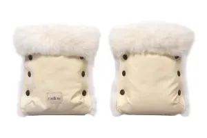 Waterproof Natural Sheepskin Stroller Hand Muffs - White